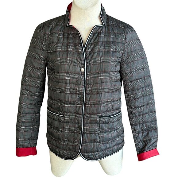 Hilary Radley for Katherine Barclay Black Plaid Reversible Puffer Jacket Size XS - Picture 1 of 7